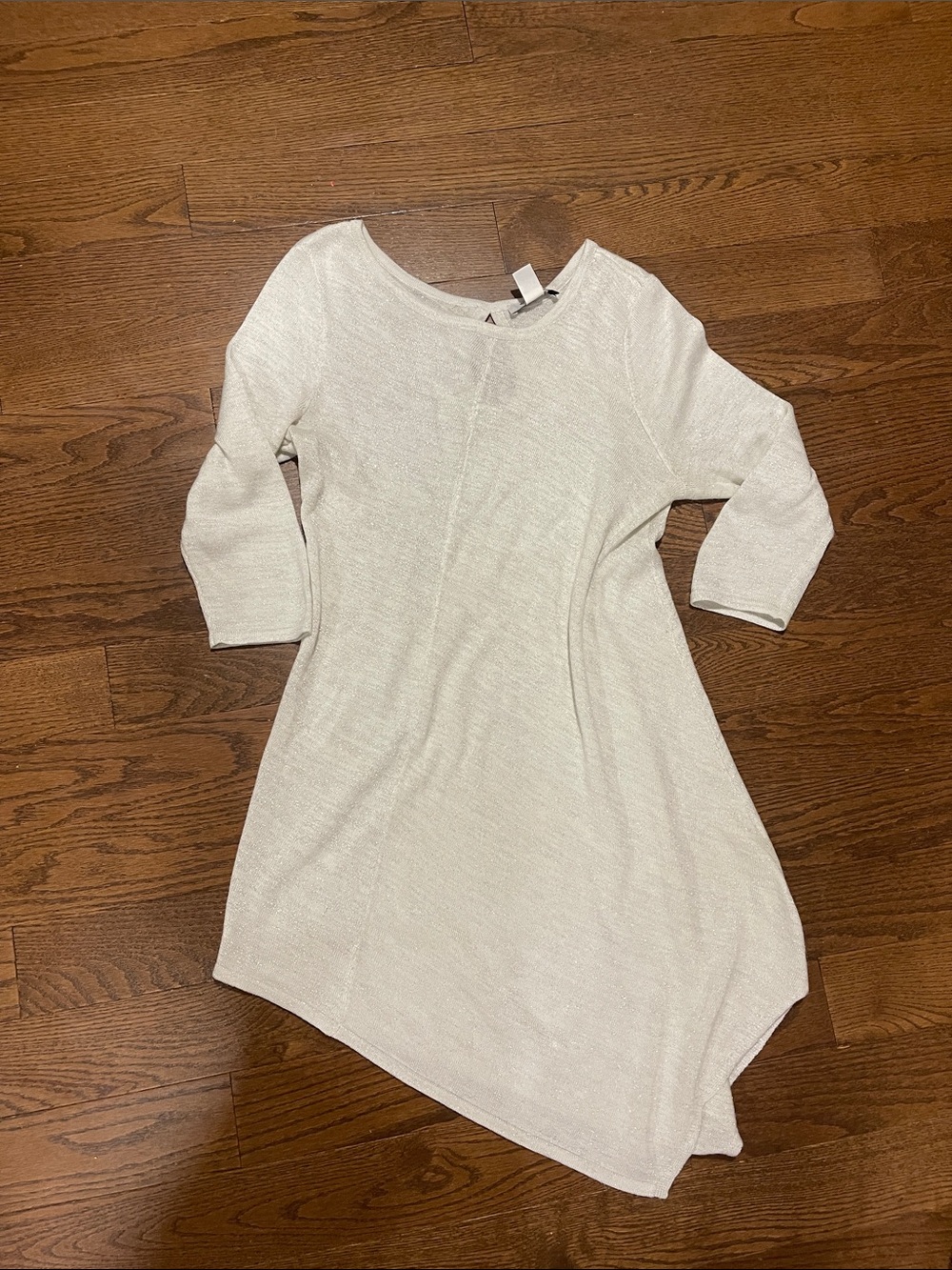 White House Black Market Cream Scoop-Neck Asymmetric Knit Tunic